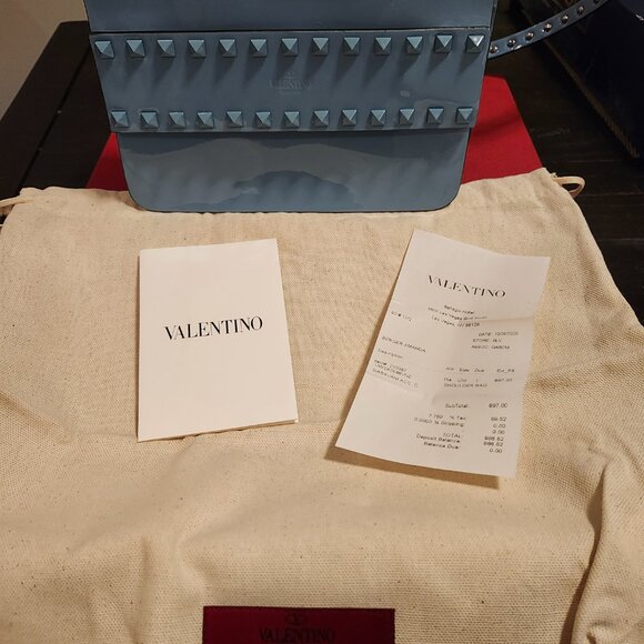 New Valentino Blue Patent Rockstud purse - Picture 7 of 8